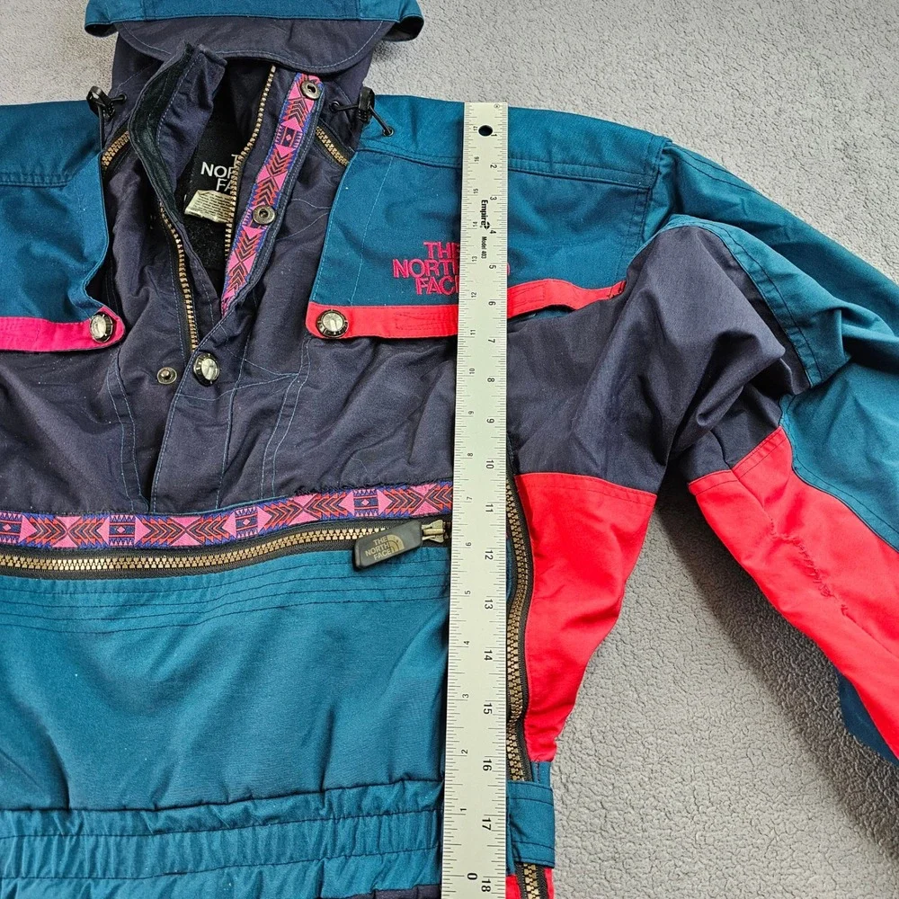 Vtg The North Face Rage Snowsuit Mens‎ Navy Teal Winter Sports Hooded Double Zip